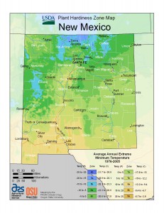 New Mexico USDA Plant Hardiness Zone Map