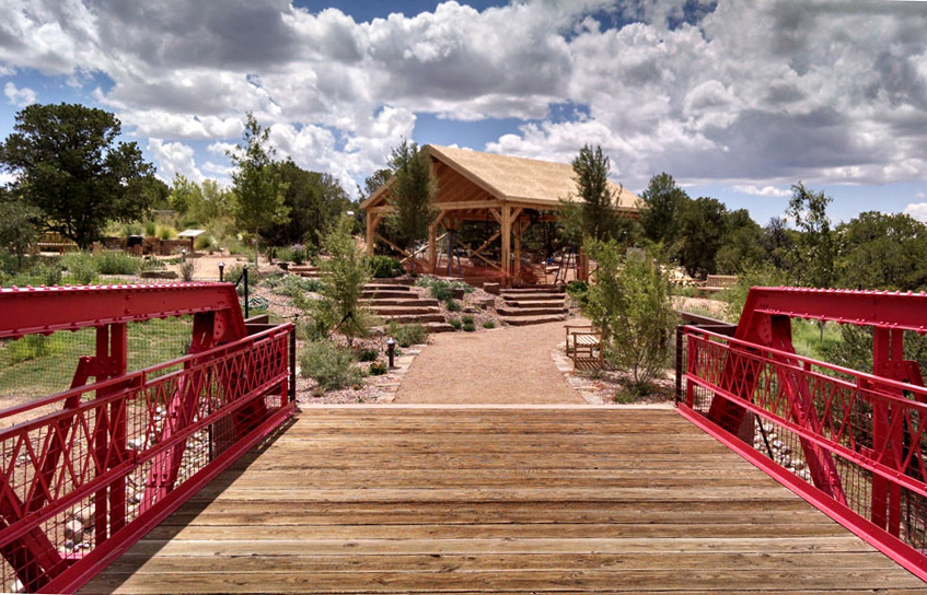 Looking at pavilion from bridge. Photo by Paul Eitner.