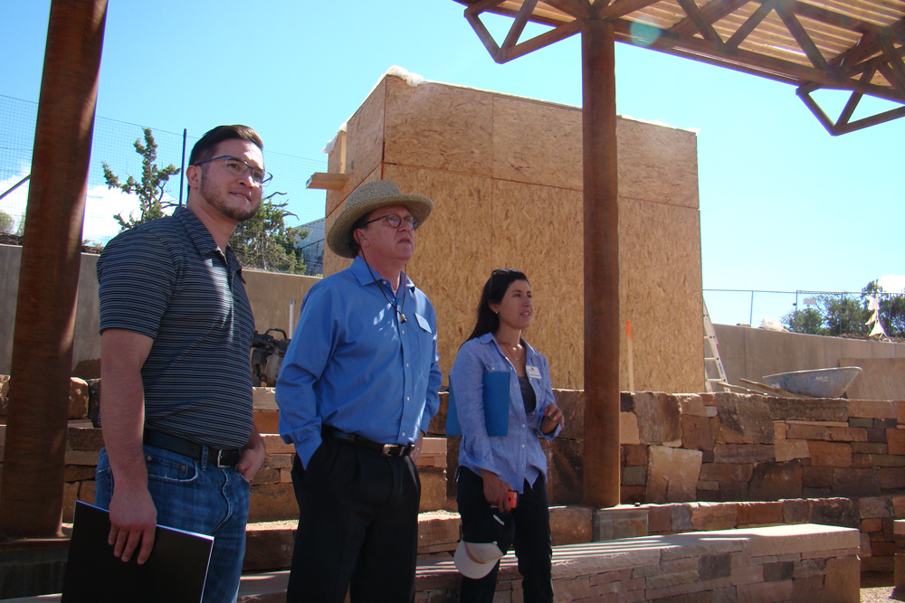 SFBG CEO Clayton Bass, Cristina Salvador (Collections Manager), and Nicholas Maestas, Constituent Liaison for Congressman Ben R. Luján, view construction progress of Phase 2.