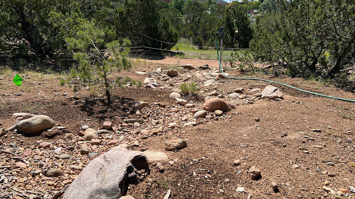 The completed dry stream bed!